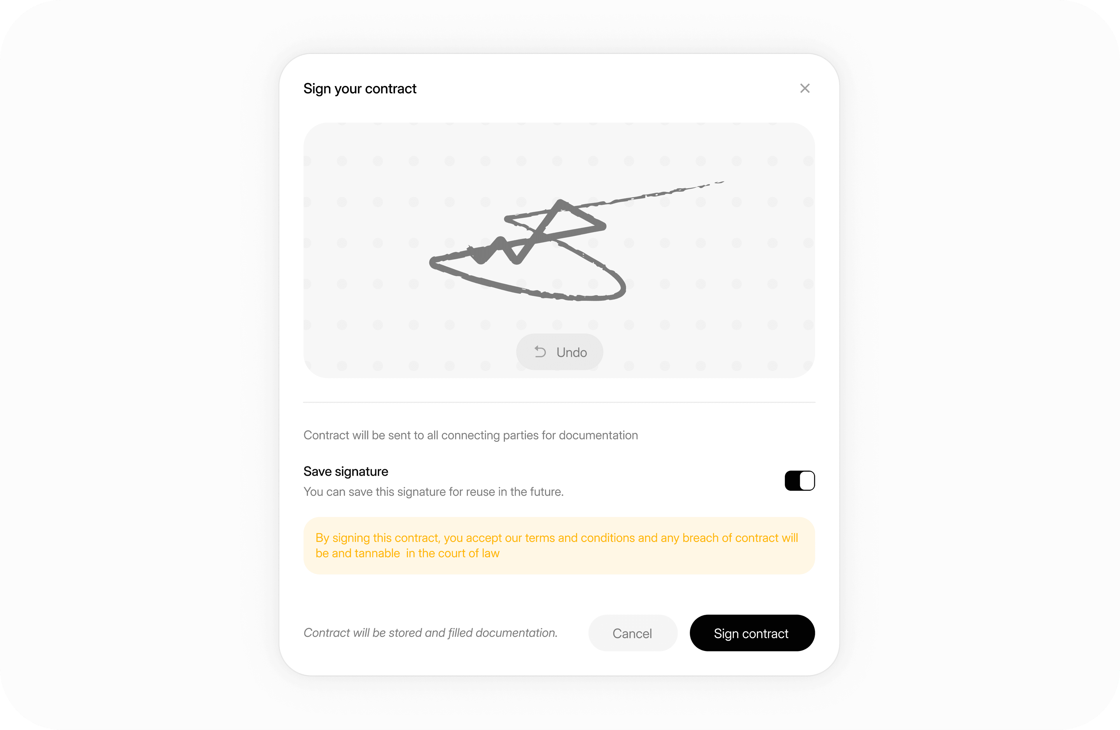 Signature modal