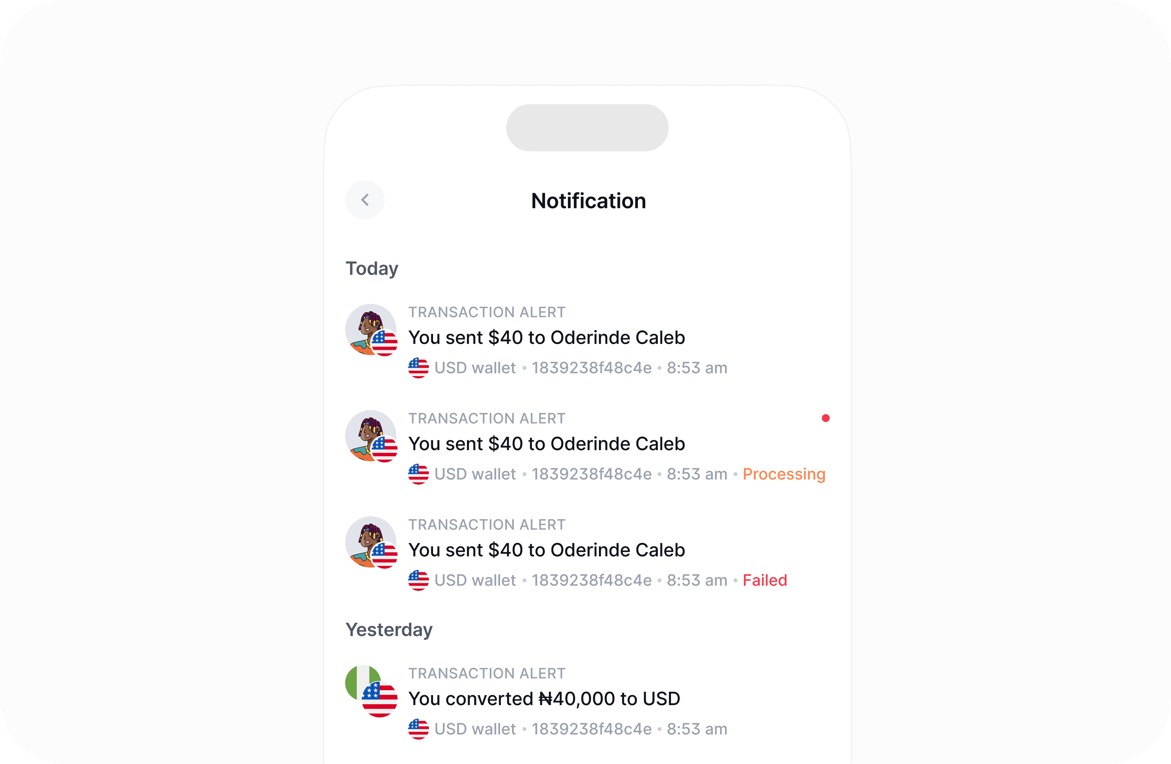 Finance notification